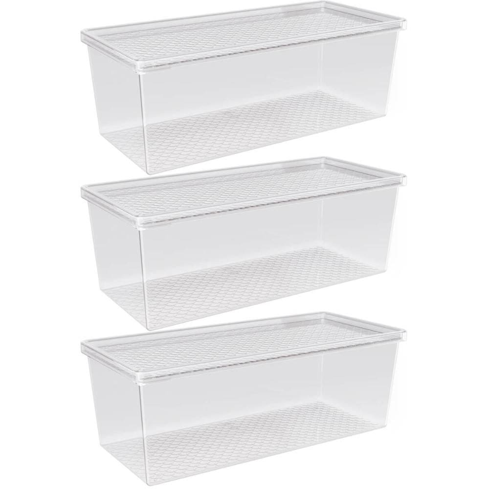 Kit 3 Organizadores de Geladeira com Tampa 4,5L Frutas Legumes  Multiuso Transparente UZ