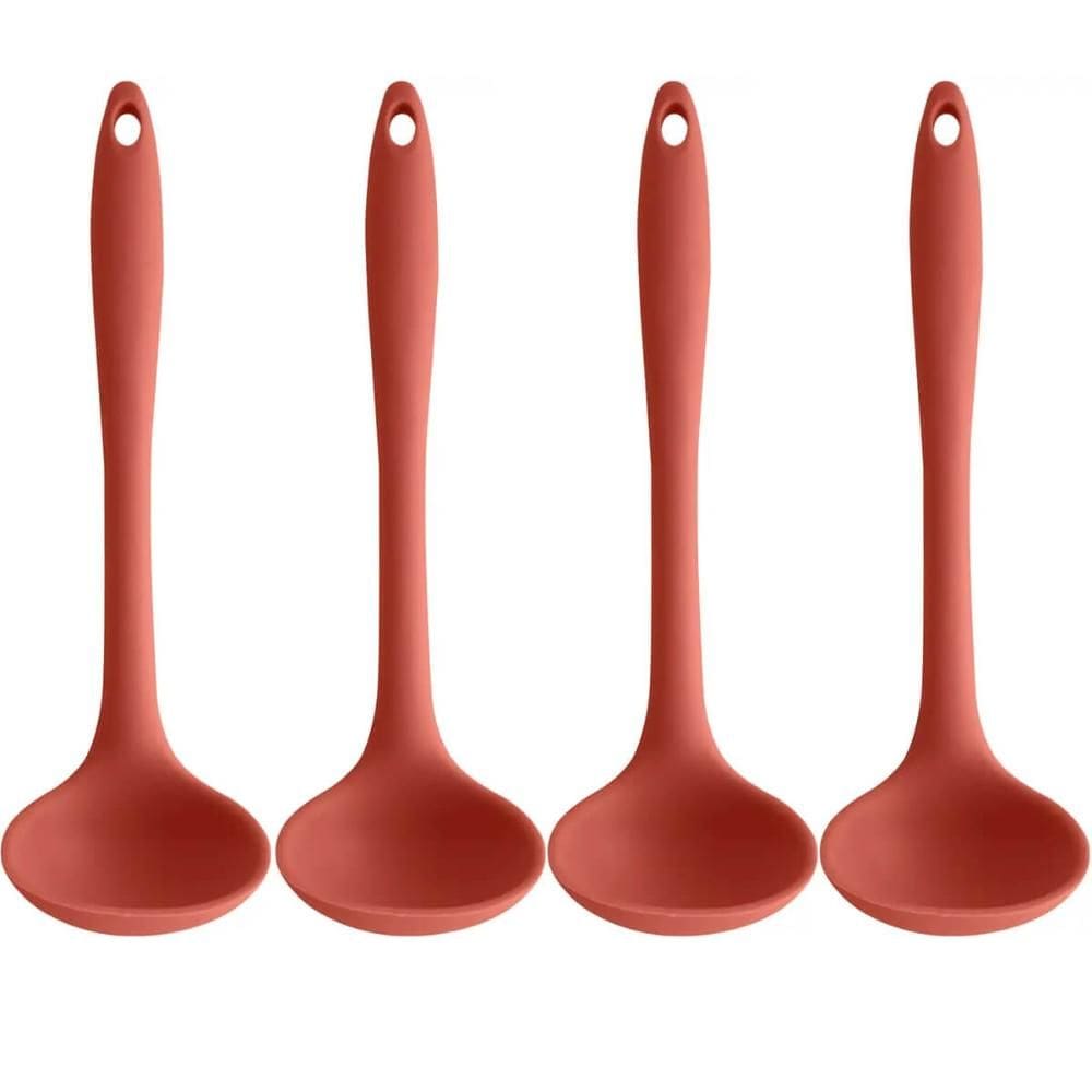 Kit 4 Conchas de Silicone Utensílios Cozinha Talheres para Sopa Feijão Restaurante OU Terracota