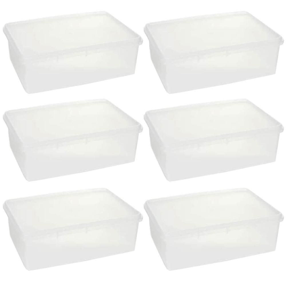 Kit 6 Caixas Organizadoras Plásticas Empilháveis com Tampa 3,5L Plasvale Retangular
