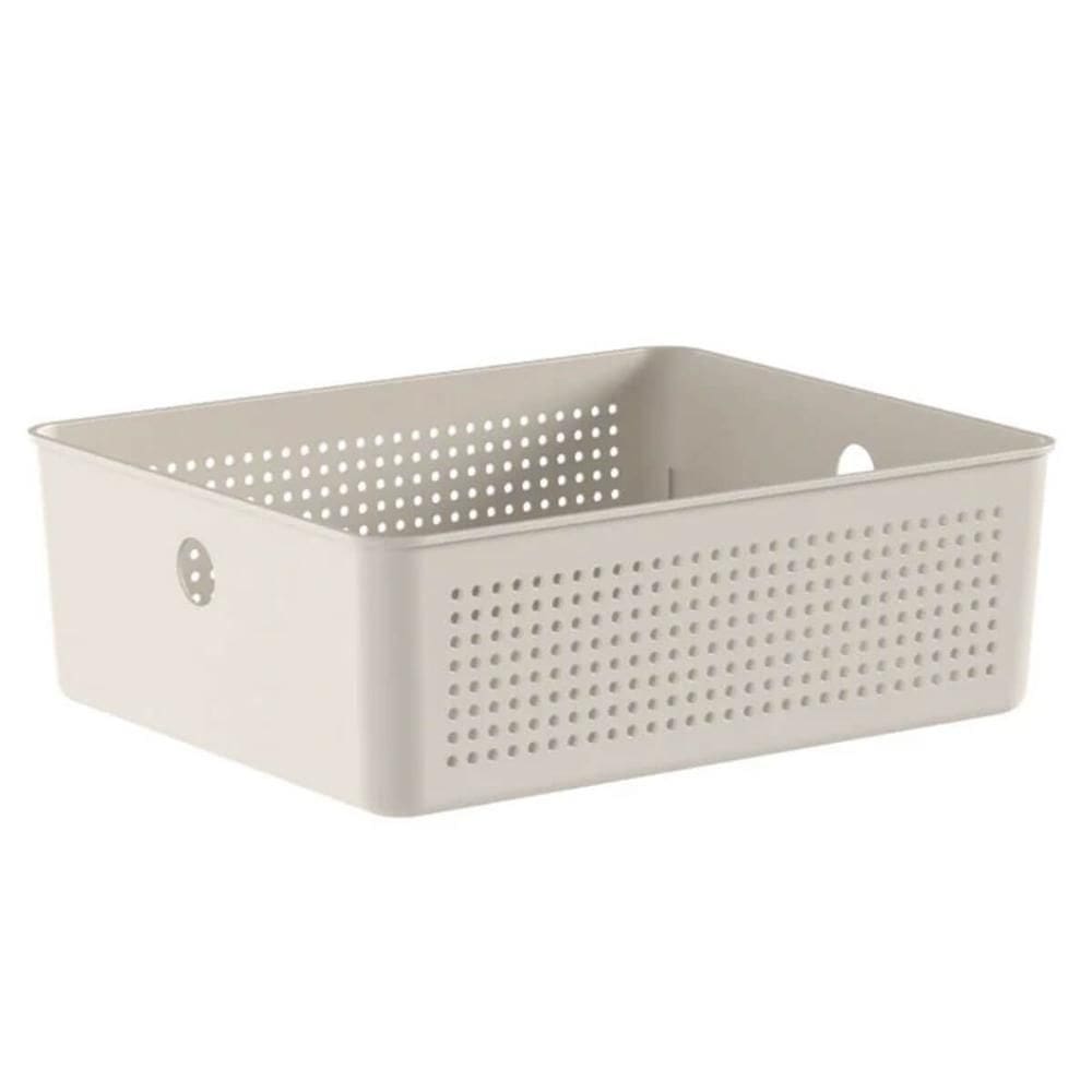 Cesto Organizador Flow 27x22x9cm Bege Ou Closet 5,4L Banheiro Lavanderia Caixa Organizadora