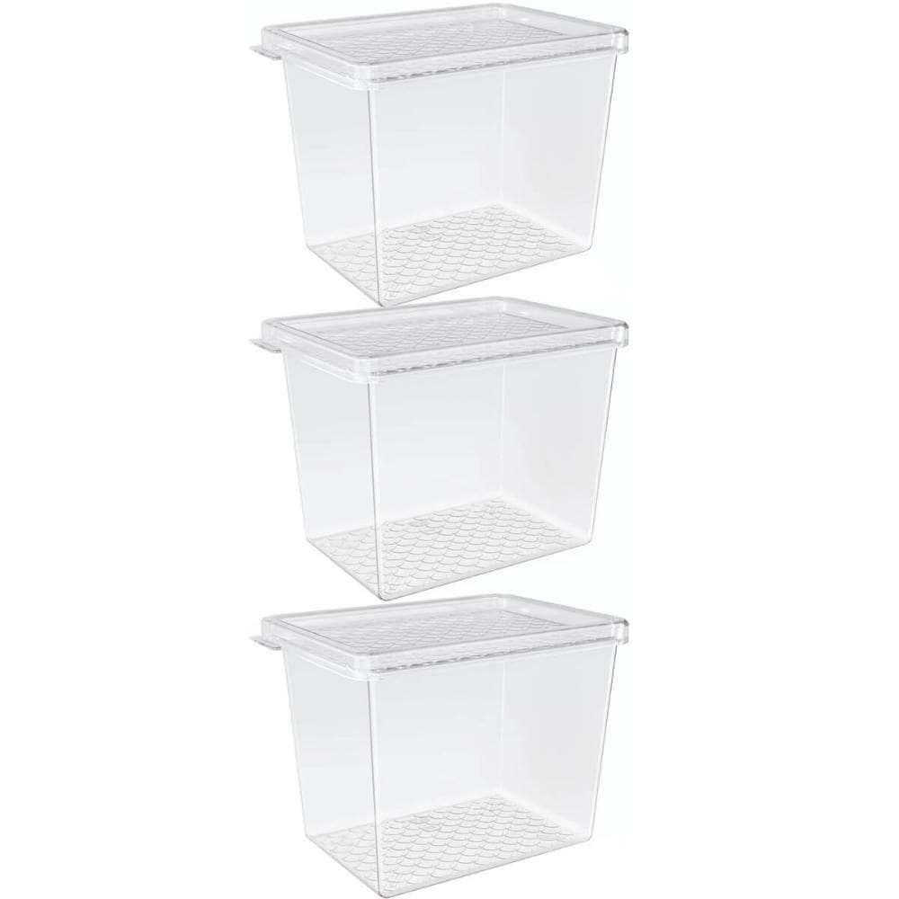 Kit 3 Organizadores de Geladeira Multiuso Cozinha 1,3L com Tampa Transparente Frutas Verduras UZ