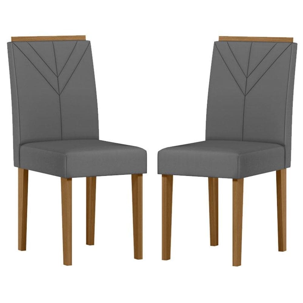 Cadeira para Mesa de Jantar Amanda Kit 2 peças Ype Suede Veludo Cinza Escuro - New Ceval
