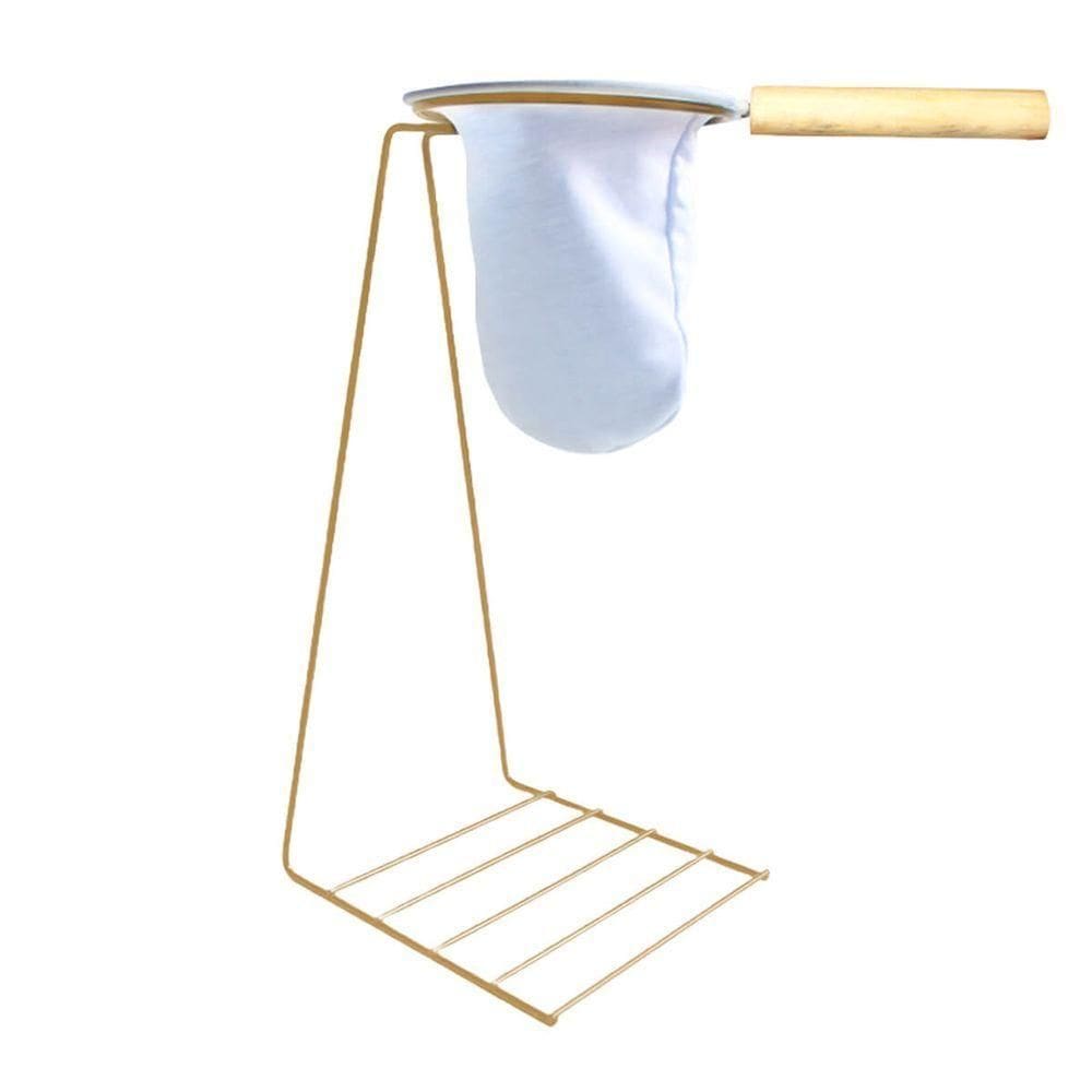 Conjunto Coador De Café 32cm Suporte Dourado Base Para Caneca E Xícara