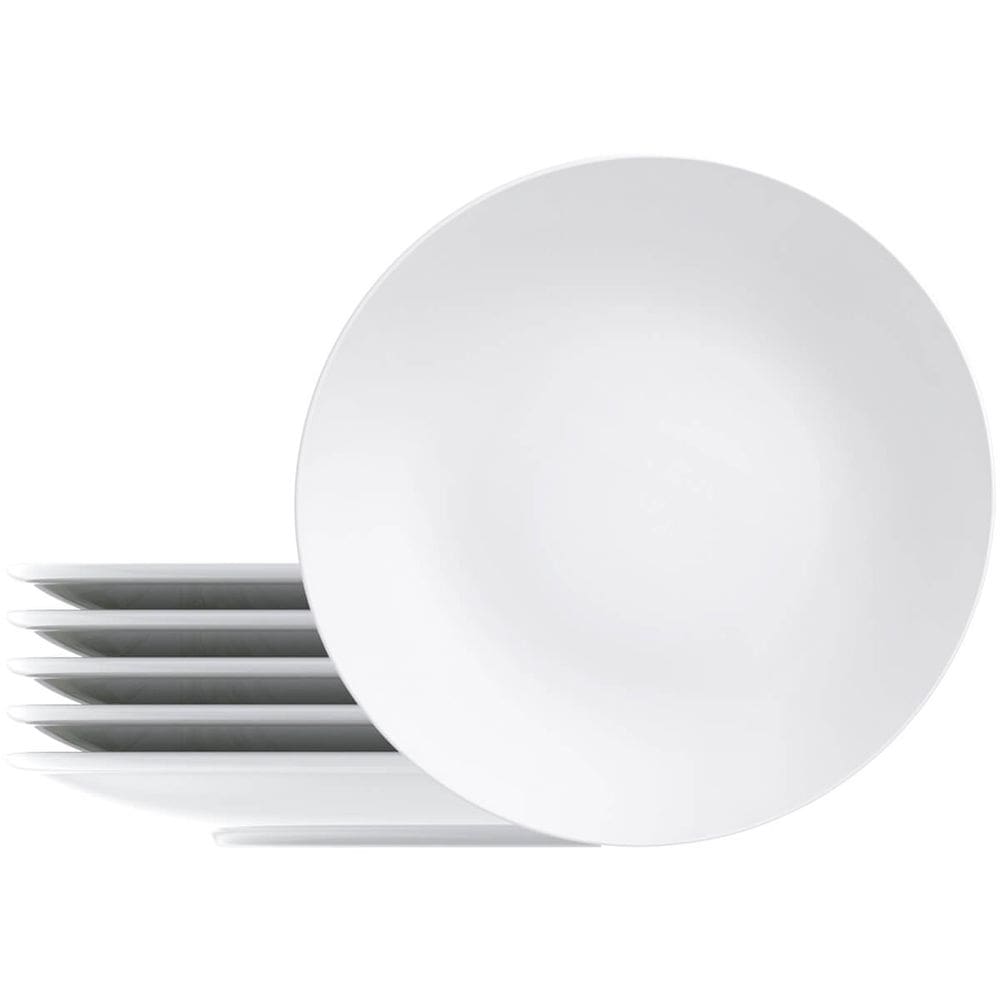 Conjunto 6 Pratos Tramontina Porcelana Leonora Rasos 25cm Branco Jogo Mesa
