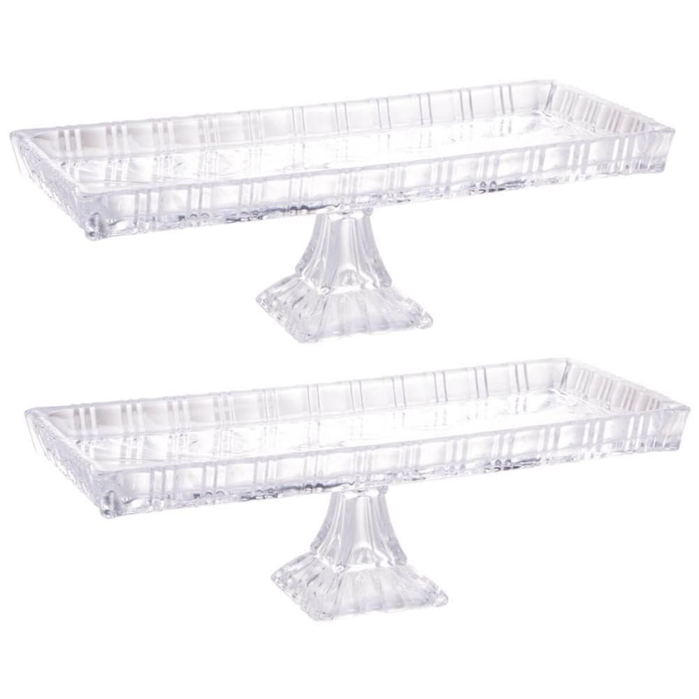 2 Travessas com Pé Boleira de Cristal 33x15x10cm Dragon Lyor