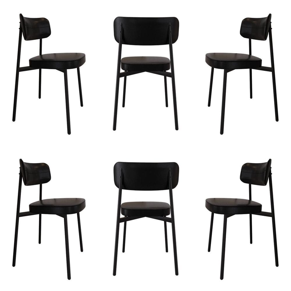 Cadeira Fixa com 4 Pés 50 X 44,7 X 83,8 Cm com 6 Unidades Alloa Preto/Preto Epoxi