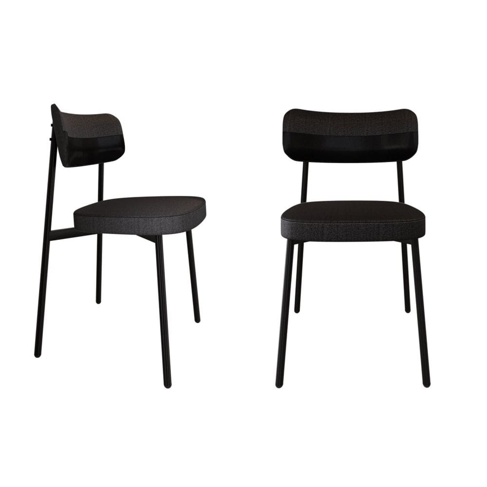 Cadeira Alloa Fixa com 4 Pés 500 X 447 X 838 Mm com 2 Unidades Corriente Preto/Preto/Preto Epoxi