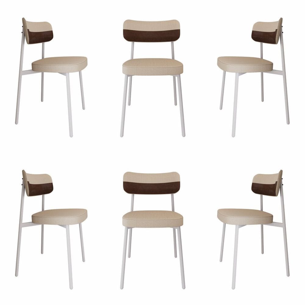 Cadeira Alloa Fixa com 4 Pés 50 X 44,7 X 83,8 Cm com 6 Unidades Areia/Whisky/Branco Epoxi