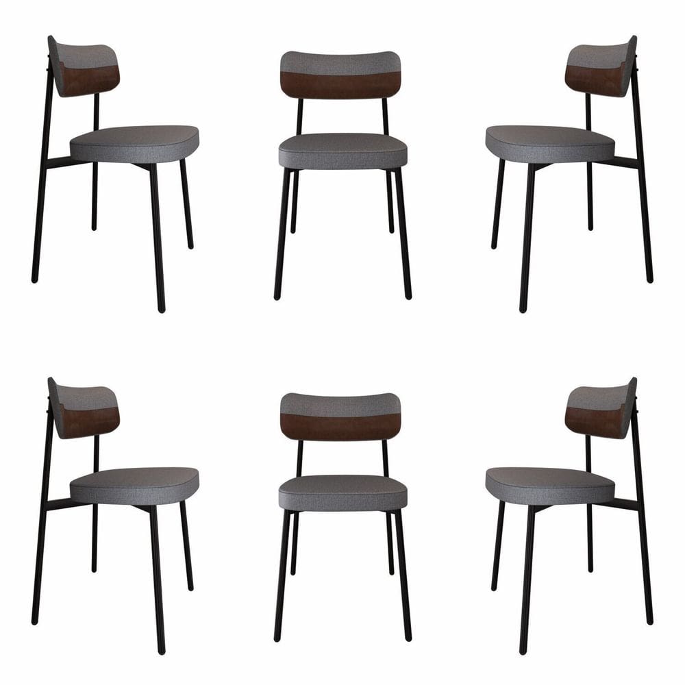 Cadeira Fixa com 4 Pés 50 X 44,7 X 83,8 Cm com 6 Unidades Alloa Corriente Cinza/Whisky/Preto