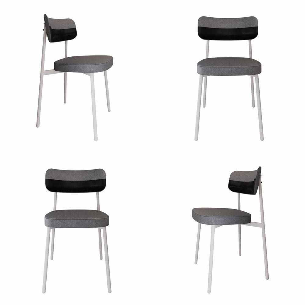 Cadeira Alloa Fixa com 4 Pés 50 X 44,7 X 83,8 Cm com 4 Unidade Cinza/Preto/Branco Epoxi