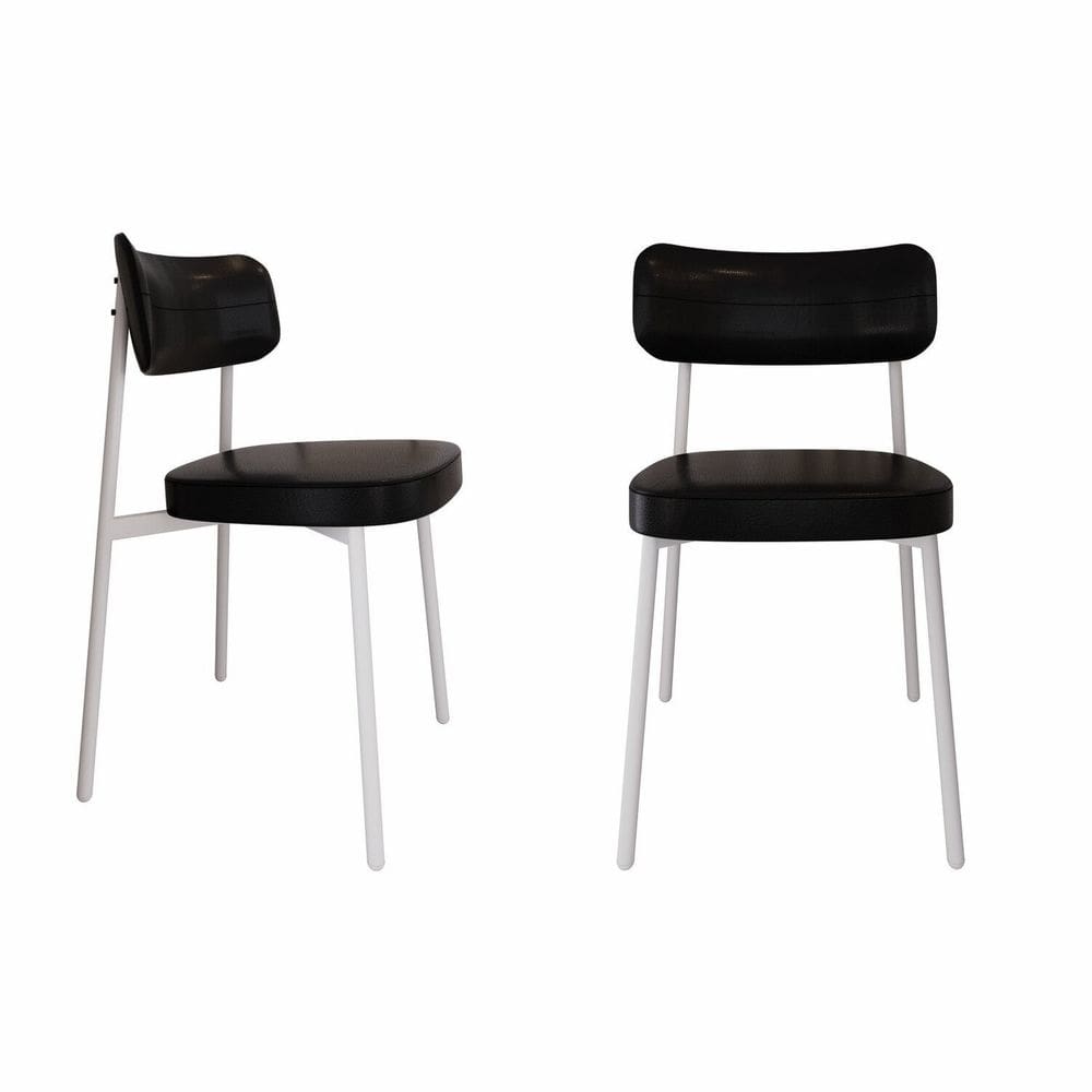 Cadeira Alloa Fixa com 4 Pés 50 X 44,7 X 83,8 Cm com 2 Unidade Preto/Branco Epoxi