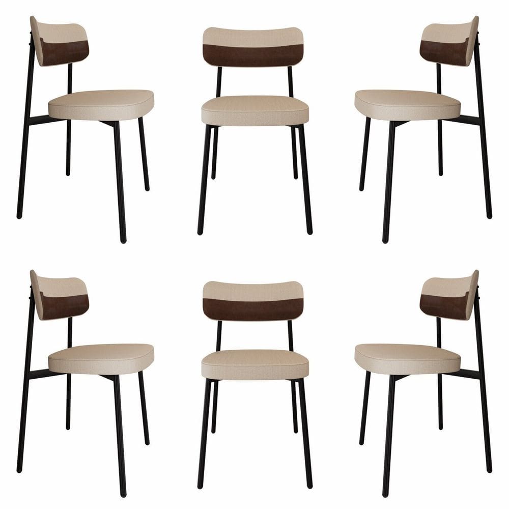Cadeira Fixa com 4 Pés 50 X 44,7 X 83,8 Cm com 6 Unidades Alloa Areia/Whisky/Preto Epoxi