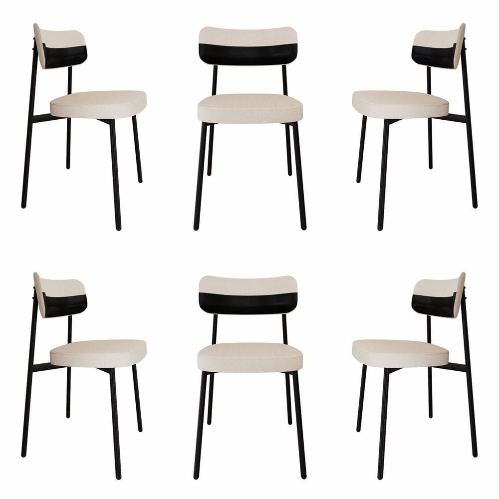 Cadeira Fixa com 4 Pés 50 X 44,7 X 83,8 Cm com 6 Unidades Alloa Corriente /Preto