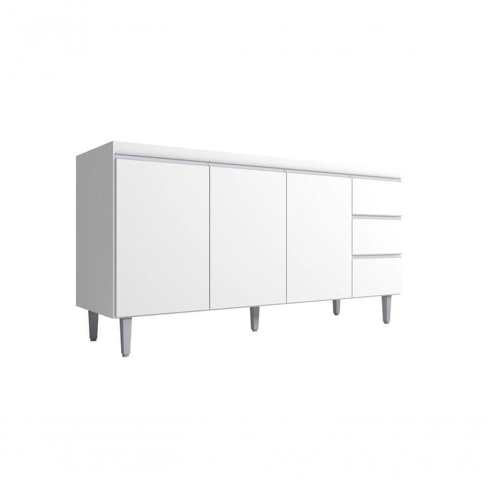 Balcão Gabinete Para Pia Andreia Sem Tampo 150cm 3 Portas 3 Gavetas Branco