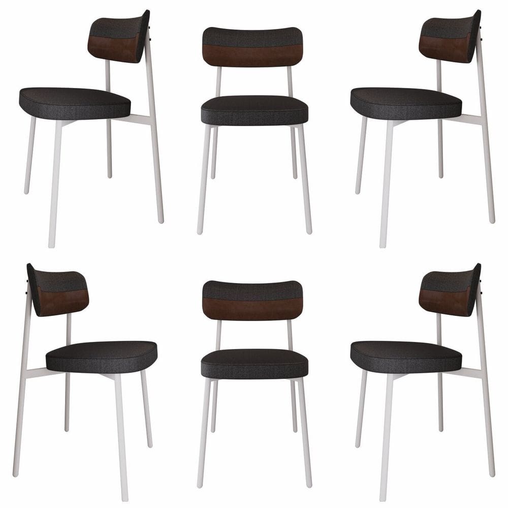Cadeira Alloa Fixa com 4 Pés 50 X 44,7 X 83,8 Cm com 6 Unidades Preto/ Whisky/Branco Epoxi