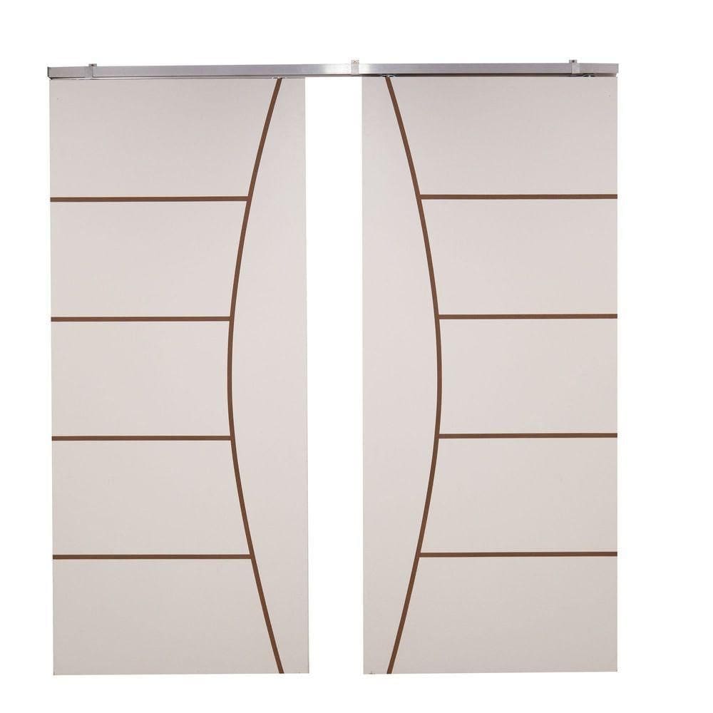 Porta Dupla Branco Prime Frisada Kit Alumínio F09 - 210x120