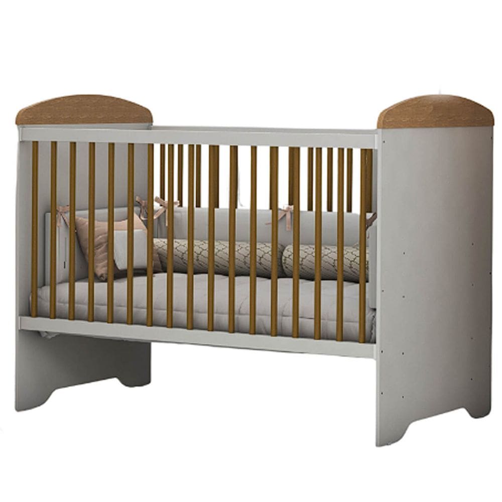 Berço Eloa Mini Cama Carolina Baby Cor Branco Amadeirado