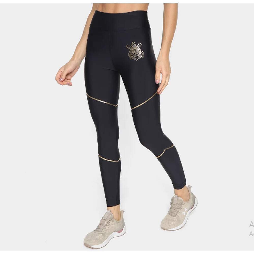 Calça Corinthians Legging Estampa dourada