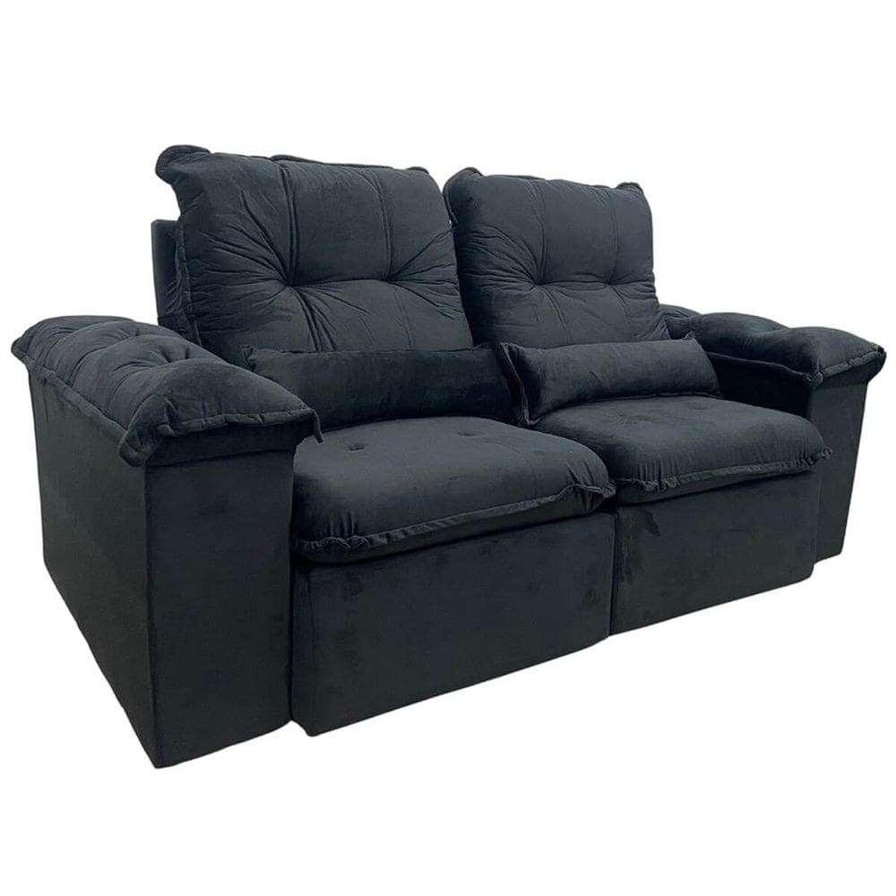 Sofá Arsenal 4 Lugares Retrátil e Reclinável 230cm Tecido Veludo Aifos Cor Preto