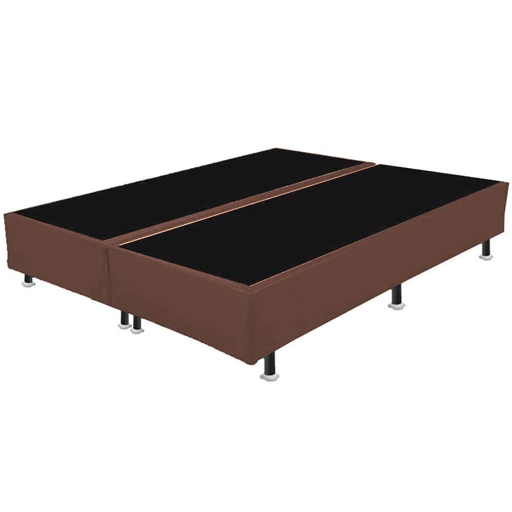 Base Box Bipartida Casal Universal em Corino 37x188x138 Cor Marrom