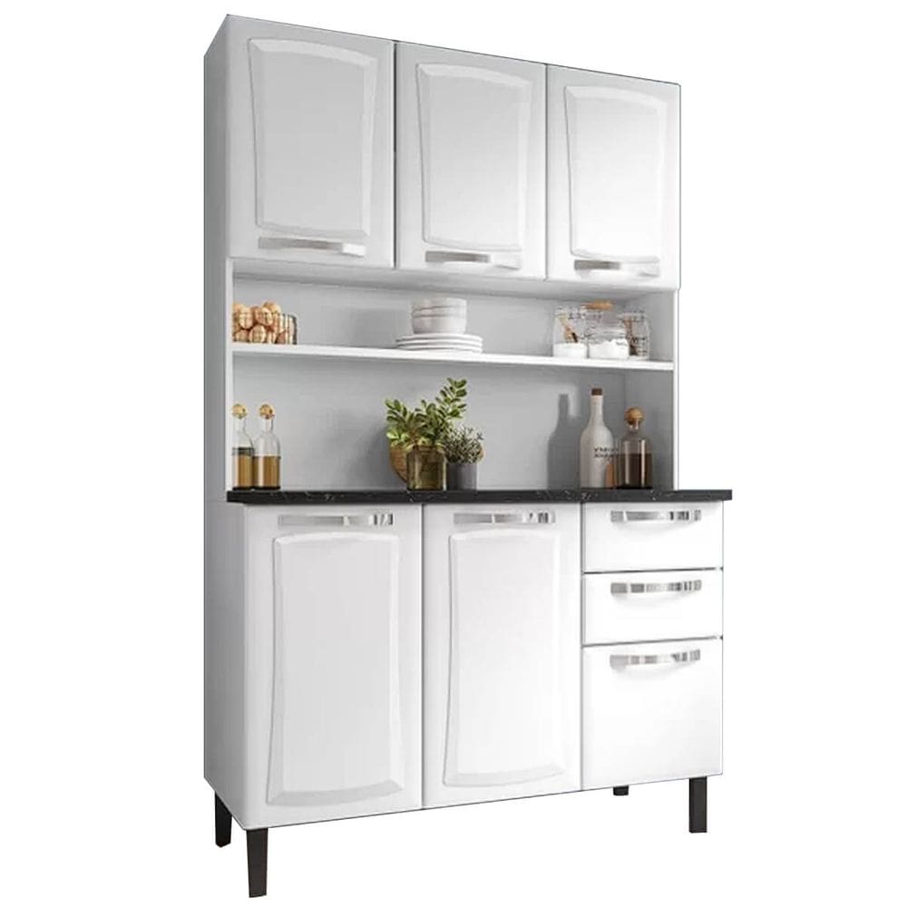 Armário de Cozinha Pratika 6 Portas 2 Gavetas Itatiaia Cor Branco