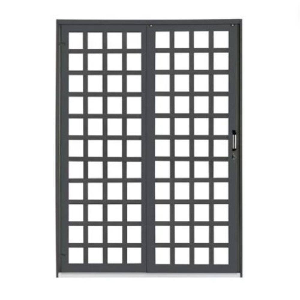 Porta Correr 2 Folhas Vidro Quadriculado 154X210cm Vitralfer