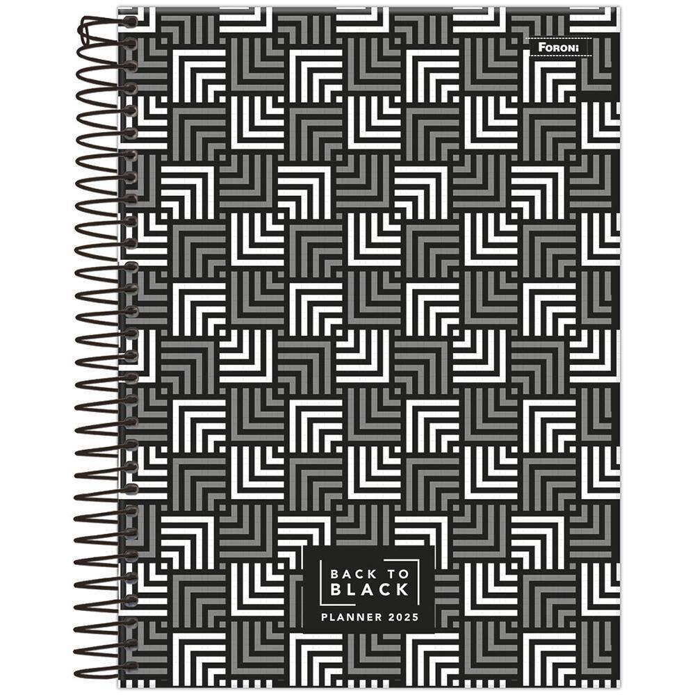 Planner 2025 Semanal Esp Back To Black Simétrico Foroni