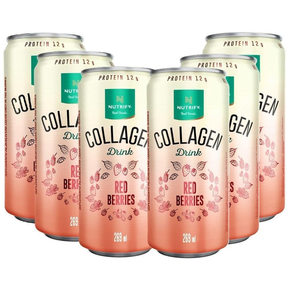 Collagen Drink Protein Red Berries - Nutrify 6 Latas