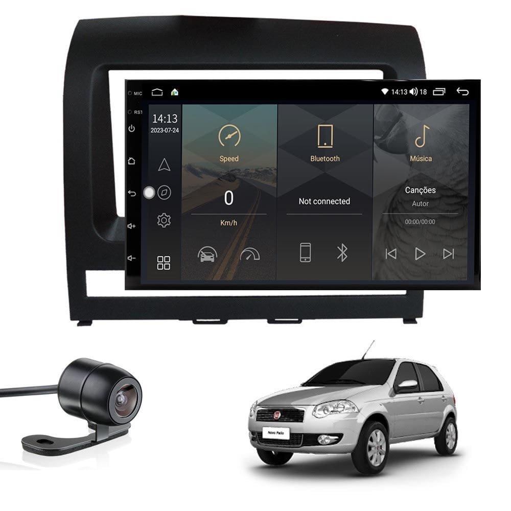 Central Multimídia Fiat Palio 2005 2006 2007 2008 2009 2010 2012 Tela IPS de 7" Polegadas Quad Core 2GB Carplay e Android Auto GPS + Câmera de ré