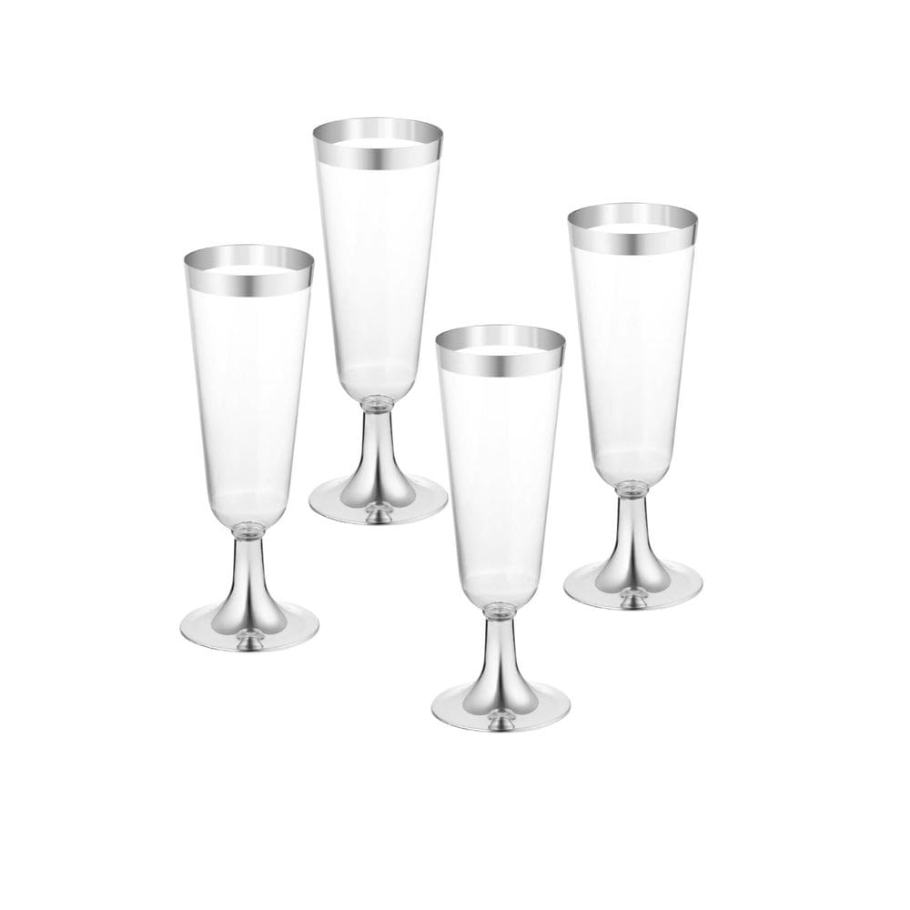 24 Taças De Champanhe Plástico De Luxo 150Ml Natal Réveillon