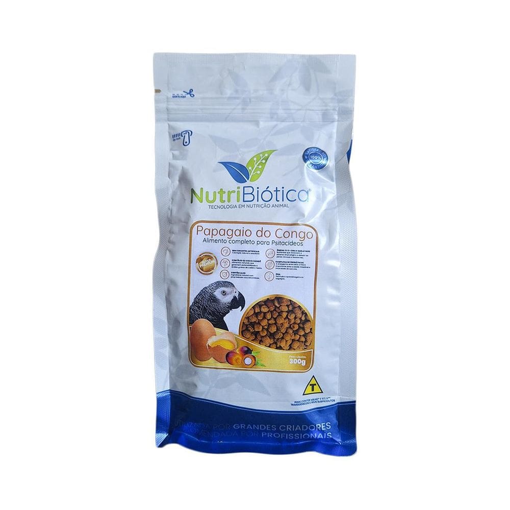 Ração Nutribiótica Papagaio Do Congo Natural Sp 300G