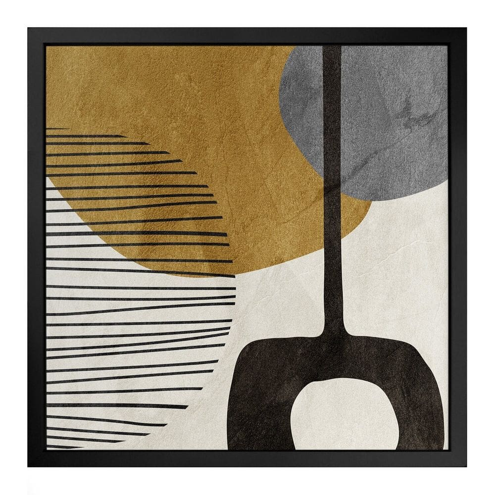 Quadro 50cm X 50cm Quatro Formas Abstratas Tropical Artes Preto