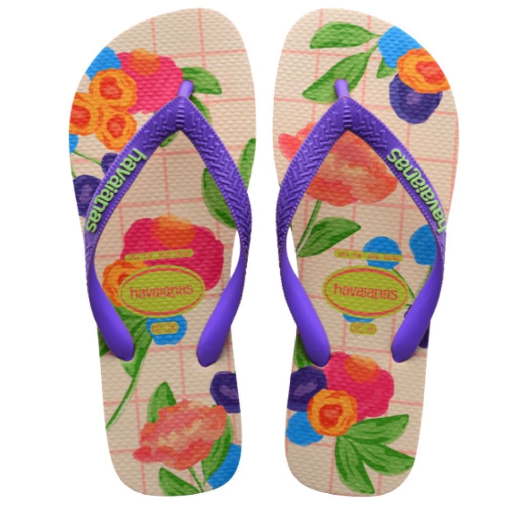 Chinelo Havaianas Top Floral Fresh Bege