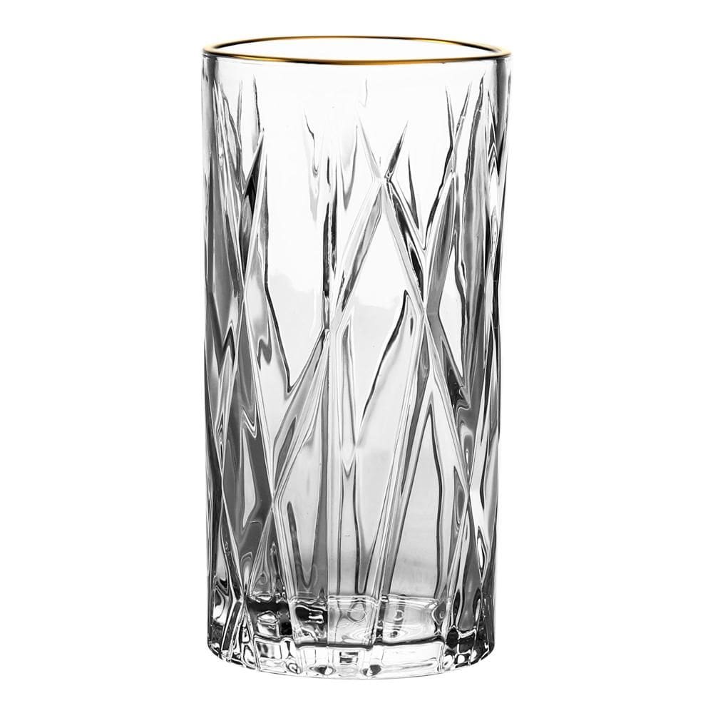 Jogo de 6 copos altos Forest em cristal ecológico com borda dourada 350ml A15cm - L Hermitage