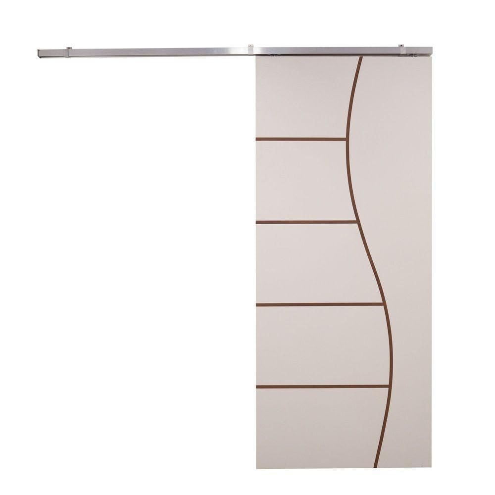 Porta De Correr Branco Prime Frisada Kit Alumínio F07 - 210x80