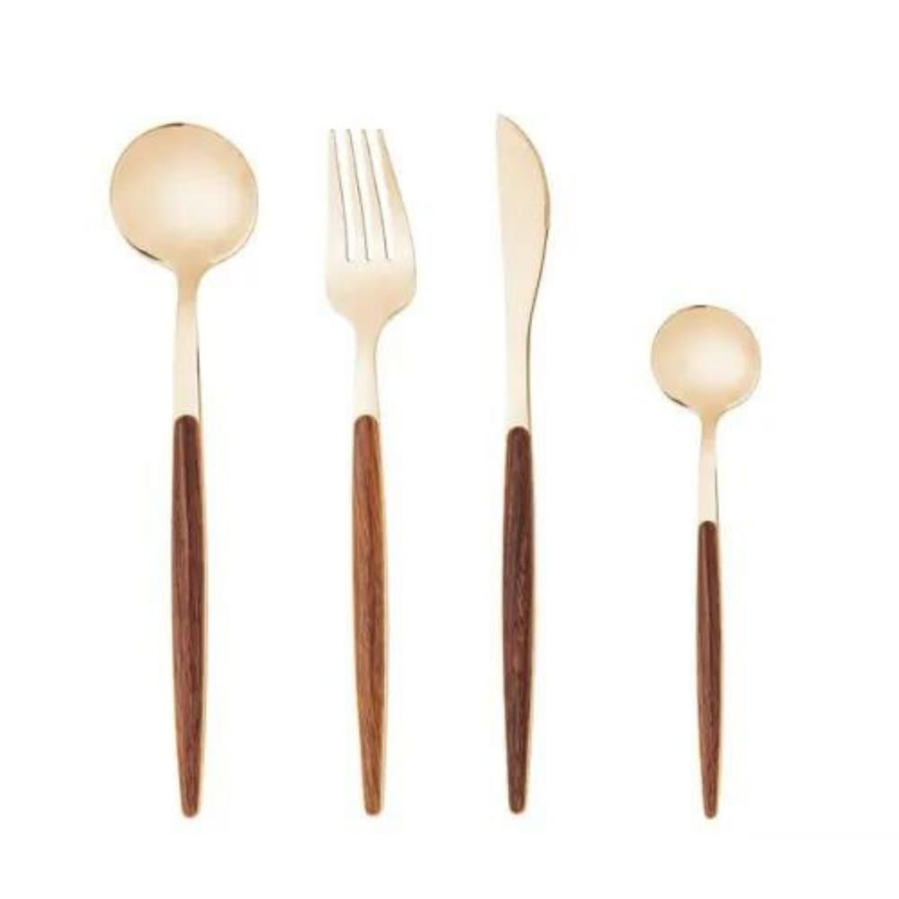Faqueiro Em Inox Organic Dourado Com 24 Peças Lyor