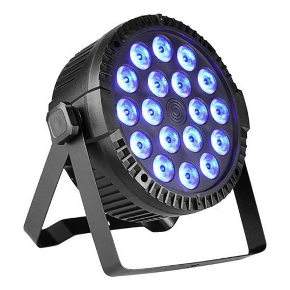 Canhao Refletor Par 64 Slim 18 Leds 18W Dmx Rgbwa+Uv 6 Em 1