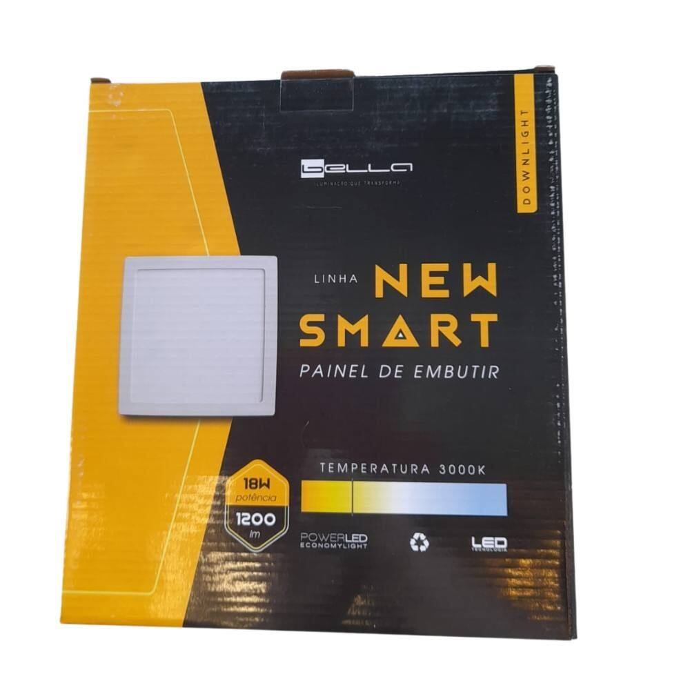 Painel LED de Embutir Plafon Quadrado Luminária 18W 21x21cm Bivolt 3000K 1200LM Alta Qualidade