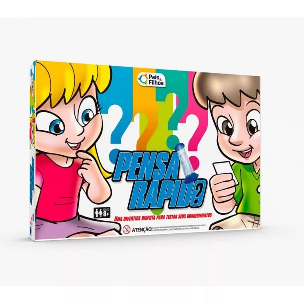 Jogo Infantil Pensa Rápido 180 Cartas Educativas com Ampulheta Pais e Filhos