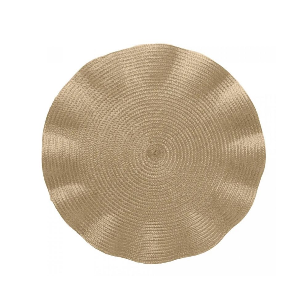 Lugar Americano Redondo Em Poliéster Babado Dourado 38cm Wolff