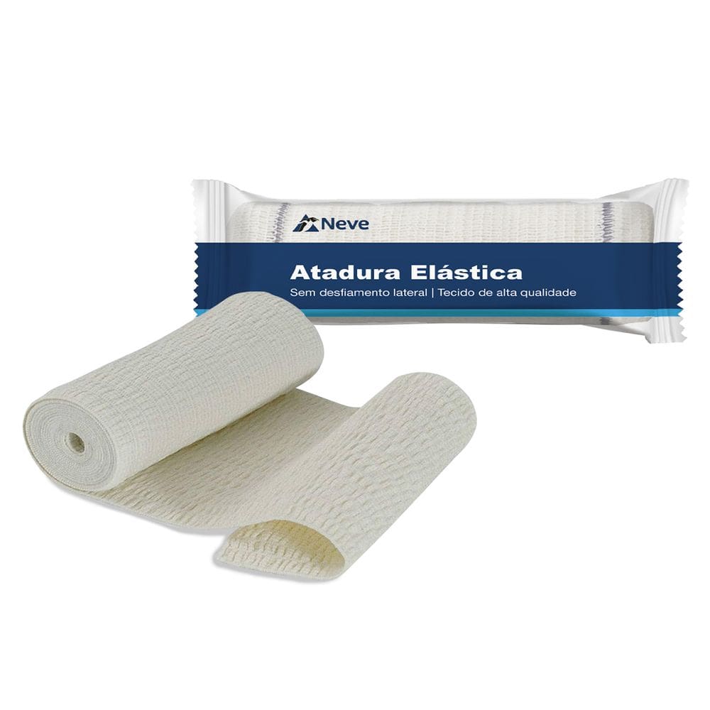 Atadura Elástica Neve Linha Safe 12cm x 2,2m Tecido Misto Branco - Pacote 12 Unidades