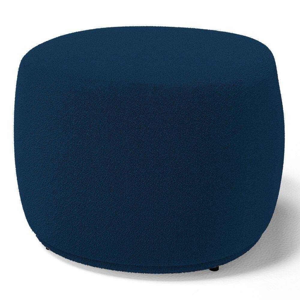 Puff Decorativo Living Aisha Orgânico Bouclê Azul Marinho - Desk Design