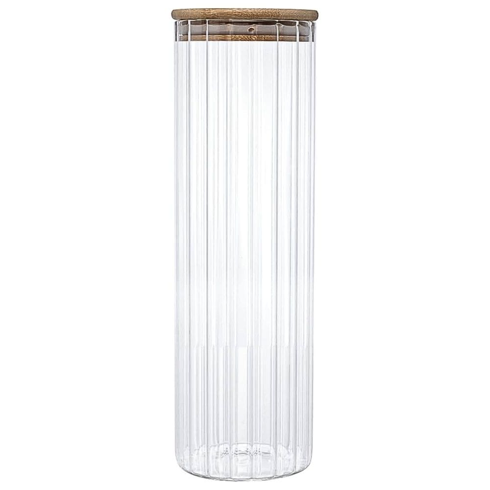 Pote Hermético de Vidro Borossilicato Canelado com Tampa de Bambu 1,9L - Dynasty