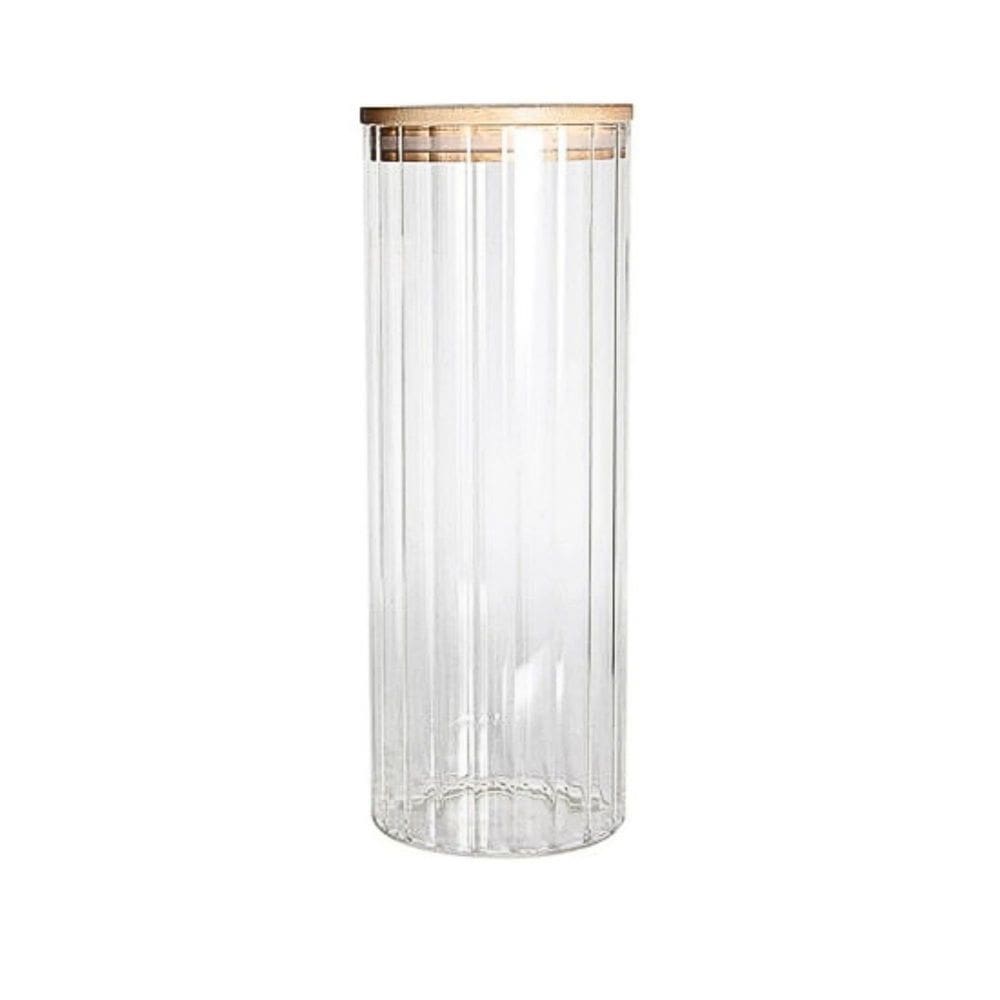 Pote Hermético de Vidro Borossilicato Canelado com Tampa de Bambu 1,5L - Dynasty