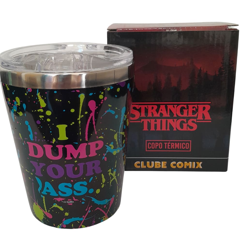 Copo Stranger Things Semi-térmico 400ml Com Tampa Para Viagem Oficial Netflix