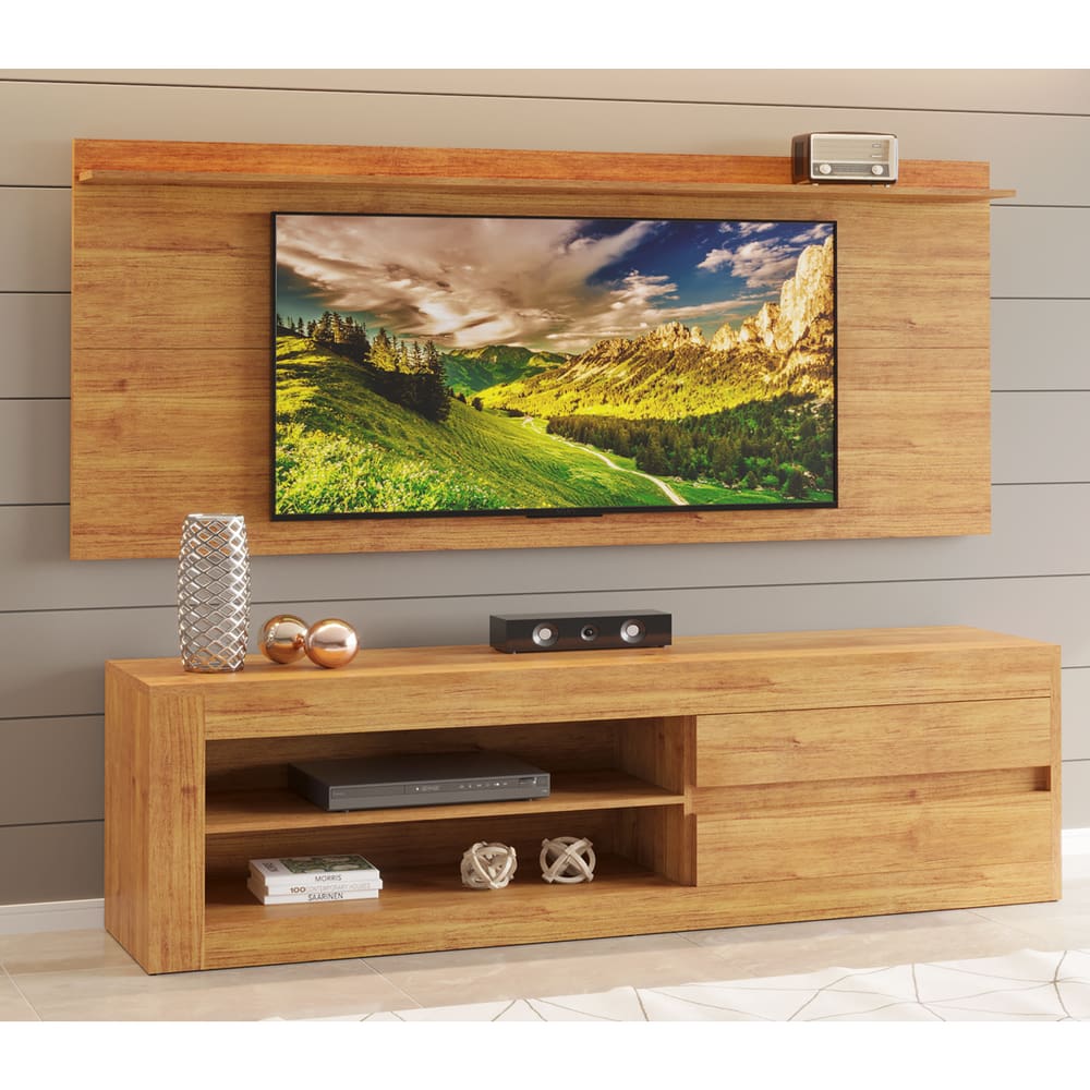 Rack com Painel para TV até 58 Polegadas Loren 2 Gavetas 2 Prateleiras Cobre - Casa Giulia