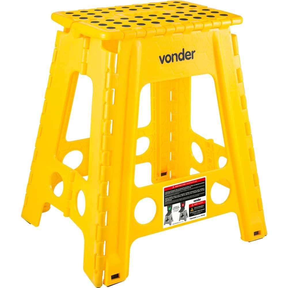 Banqueta plástica dobrável amarela altura 450 mm VONDER