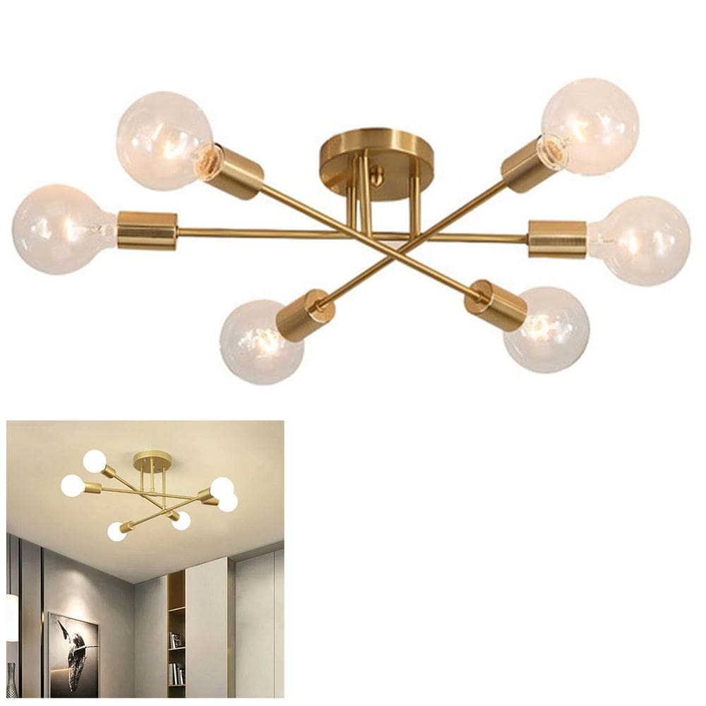 Lustre Sputnik Candelabro 6 Lampadas E27 Luminaria Sala Quarto Sala de Jantar Decoraçao
