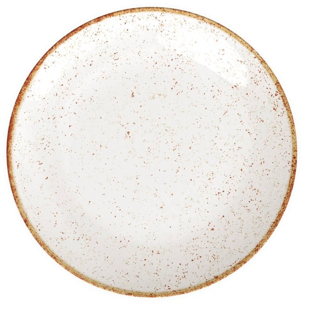 Jogo 12 Pratos Rústicos Tramontina Rasos Marrom em Porcelana 28cm Decorado
