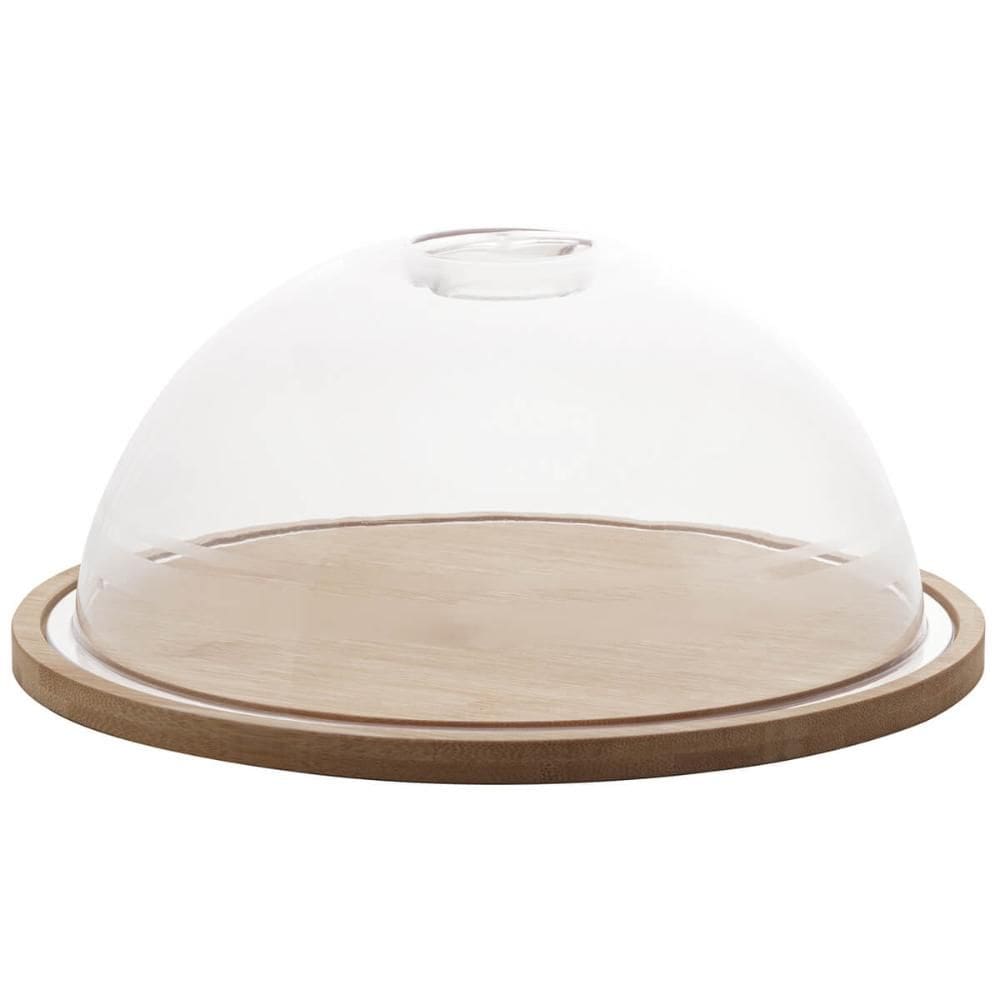 Prato Porta Queijo Redondo Queijeira de Bambu com Tampa 23,5x10,5cm Lyor
